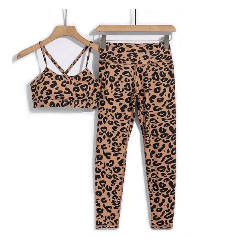 Комплект из 2 предметов с леопардовым принтом женский спортивный костюм для