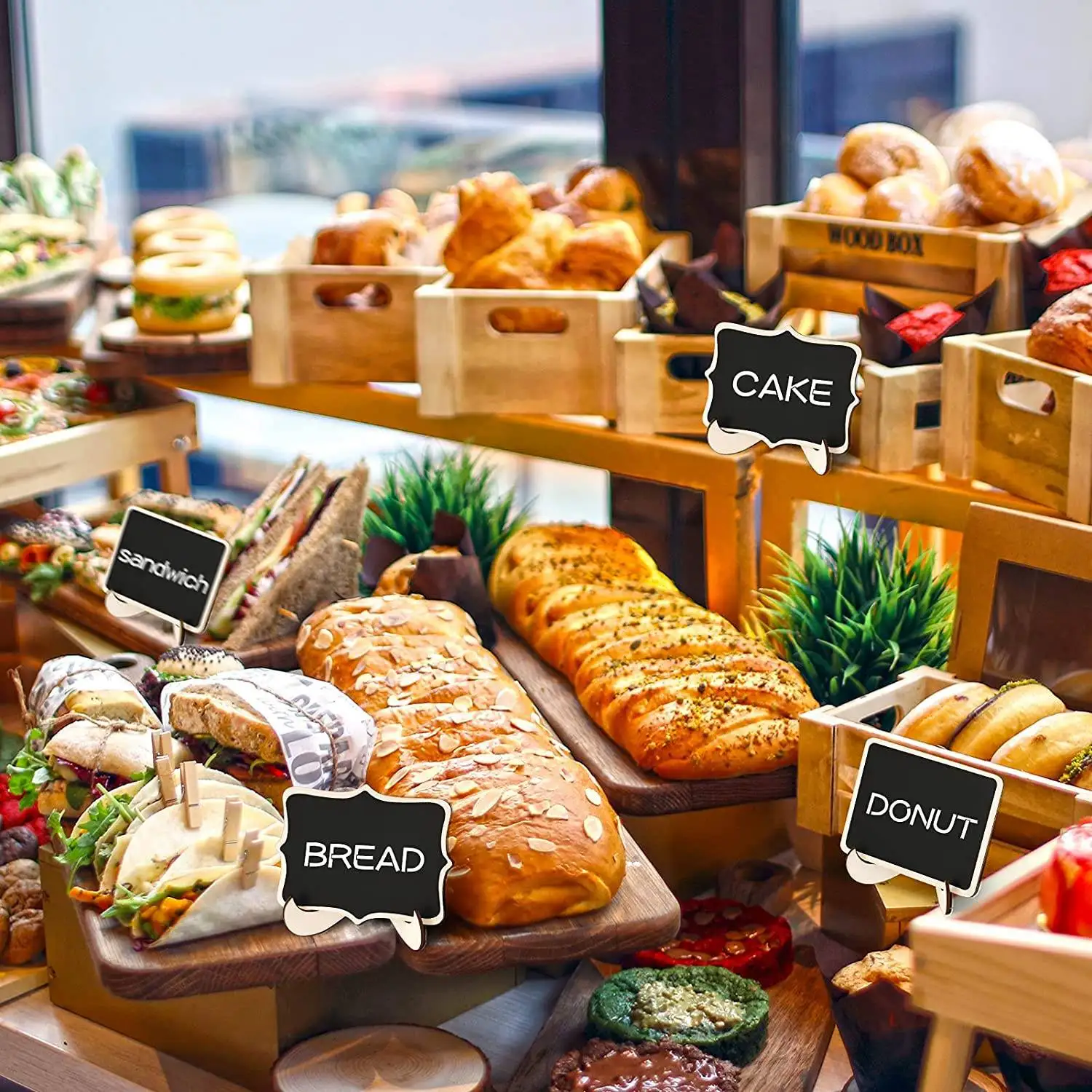 Мини-ярлыки для еды 20 штук в упаковке буфета Деревянные маленькие Меловые доски с