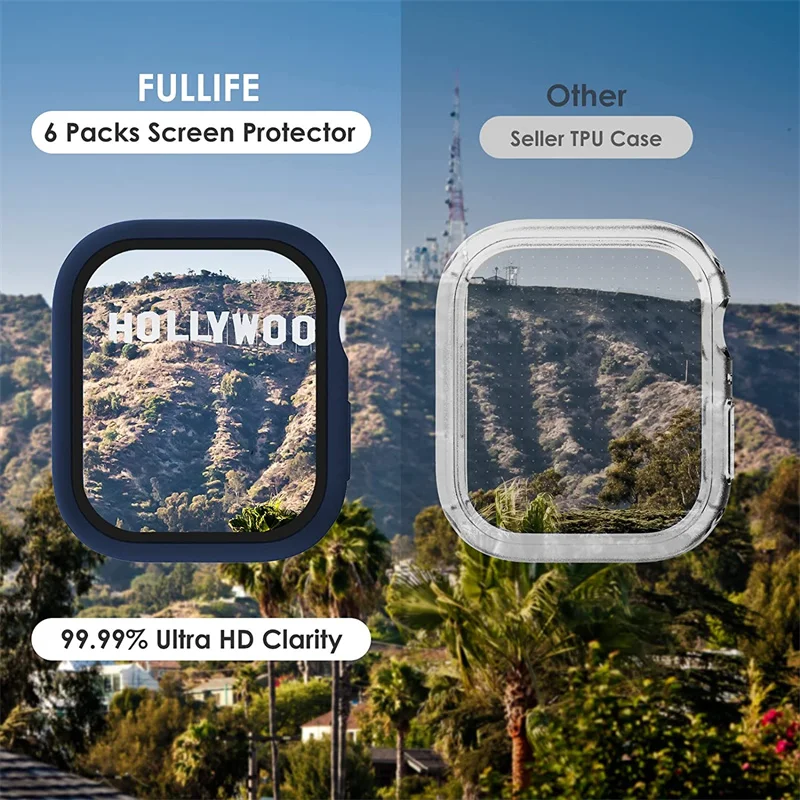 Glass+Case For Apple Watch Serie 7 SE 6 5 4 3 2 1 44mm 45mm iWatch Case 41mm 40mm 38mm 42mm Bumper Screen Protector+Cover Watch