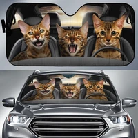lovely cat family pattern car accessories 3d animal universal car windshield uv and heat large size car sun shade for windshield