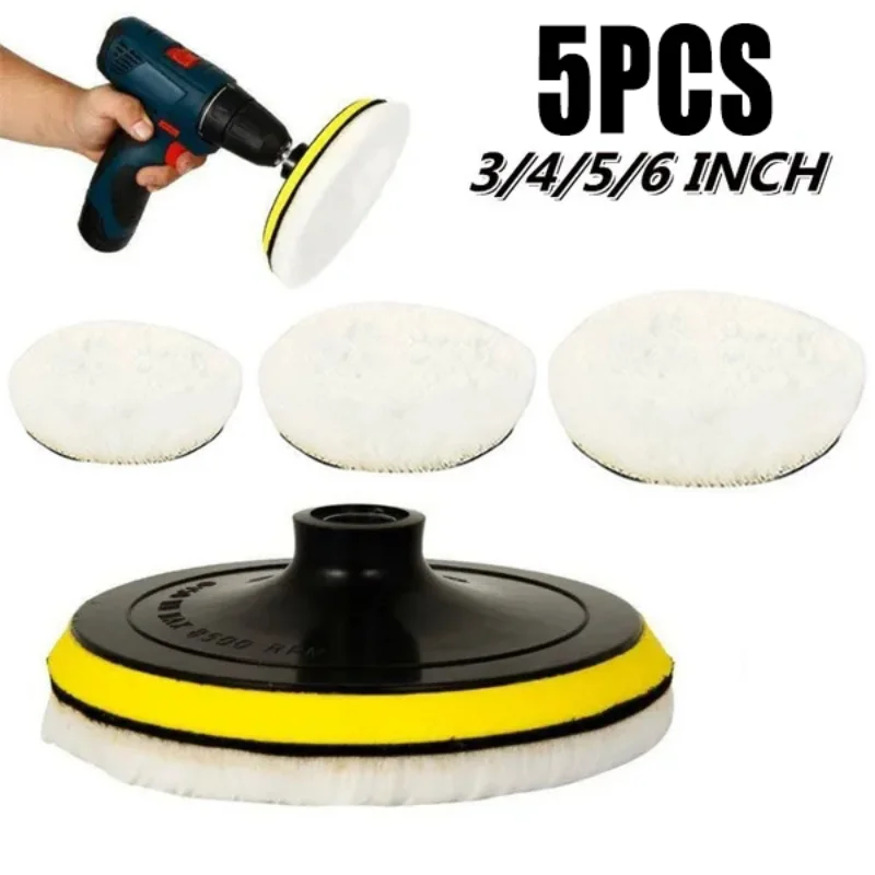 Universal Car Polish Pad Soft Imitated Wool Polishing Disc 3/4 /5/6/7 Inch Body Waxing Buffing Wheel Auto Cleaning Care Tools