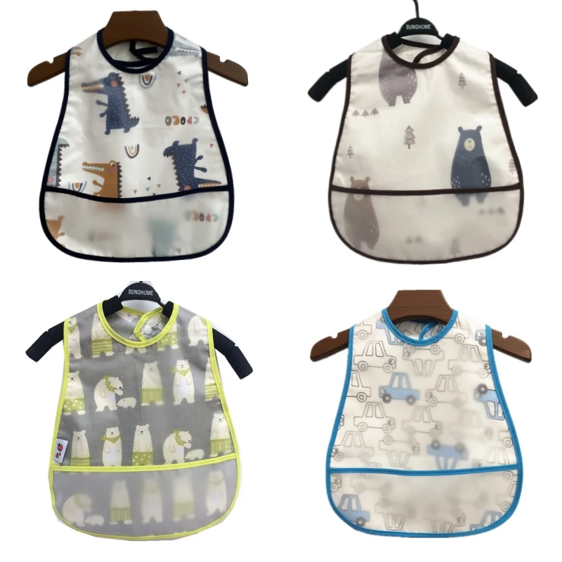 

1Pc Cartoon Pattern EVA Waterproof Lunch Feeding Bibs Cotton Adjustable Baby Bibs Cute Children Baby Apron Kids Burp Cloths Bib