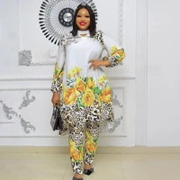 women african clothes 2 piece set 2022 new summer chiffon tops pants trousers suits plus size party dresses for lady outfits