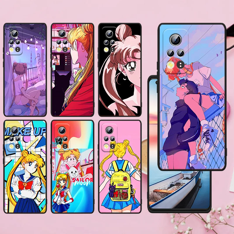 

Sailor Moon Cartoon Art Phone Case For Huawei Honor X30 X20 X8 X7 60 50 SE Pro 10X 10i 10 Lite 9A 9C RU 9X 8X 8A Black Soft