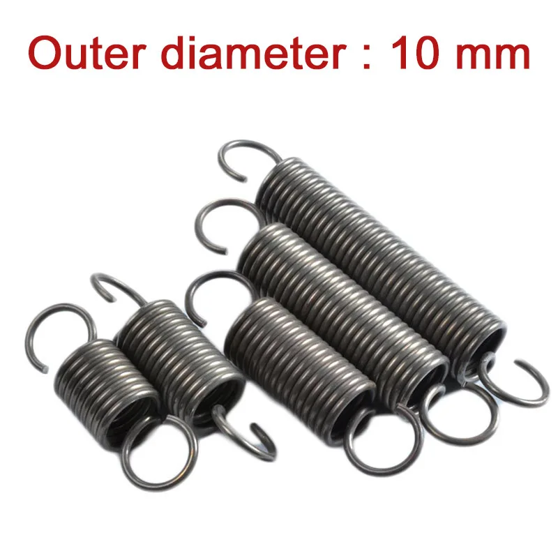 

1Pcs Extension Tension Expansion Spring Hook Springs Steel Spring Wire Dia 1.2mm Outer Dia 10mm Various Lengths 30mm-300mm