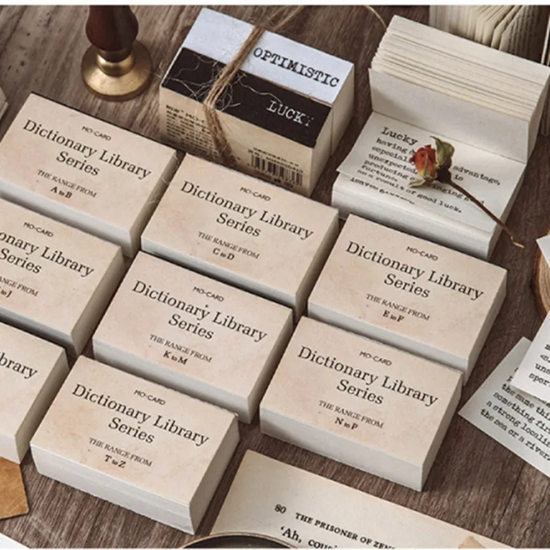 

100Pcs Vintage Dictionary Library Word Label Craft Paper Writable Memo Pad Junk Journaling Diary Scrapbooking Material Paper