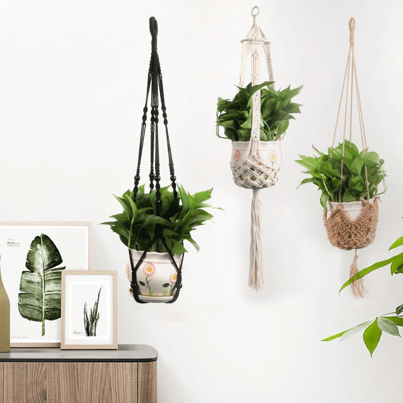 Подвесная корзина для сада с зелеными растениями карманный цветочный горшок из