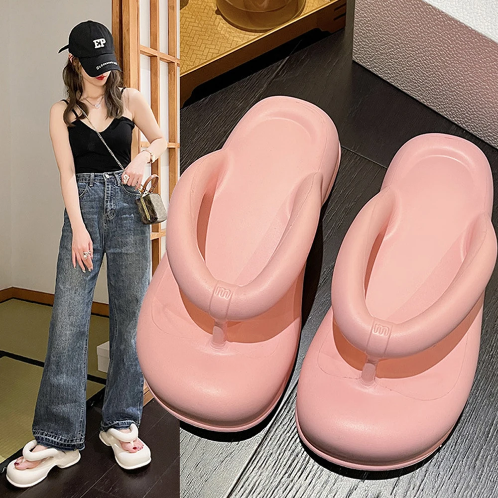 Clip Feet Flip-Flops Female Summer Korean Fashion Thick Bottom Outer Wear Casual Beach Anti-odor Flip Flops Slippers