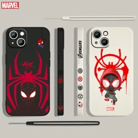 marvel red spiderman hero for apple iphone 13 12 mini 11 pro xs max xr x 8 7 6s se plus liquid left rope silicone phone case