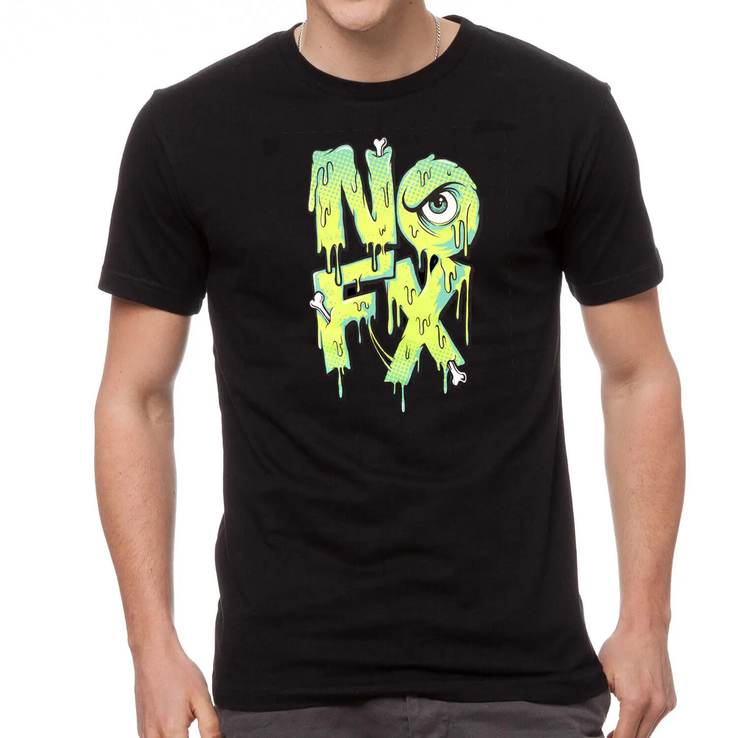 NOFX-логотип металлические правила рок-музыка черная футболка-591
