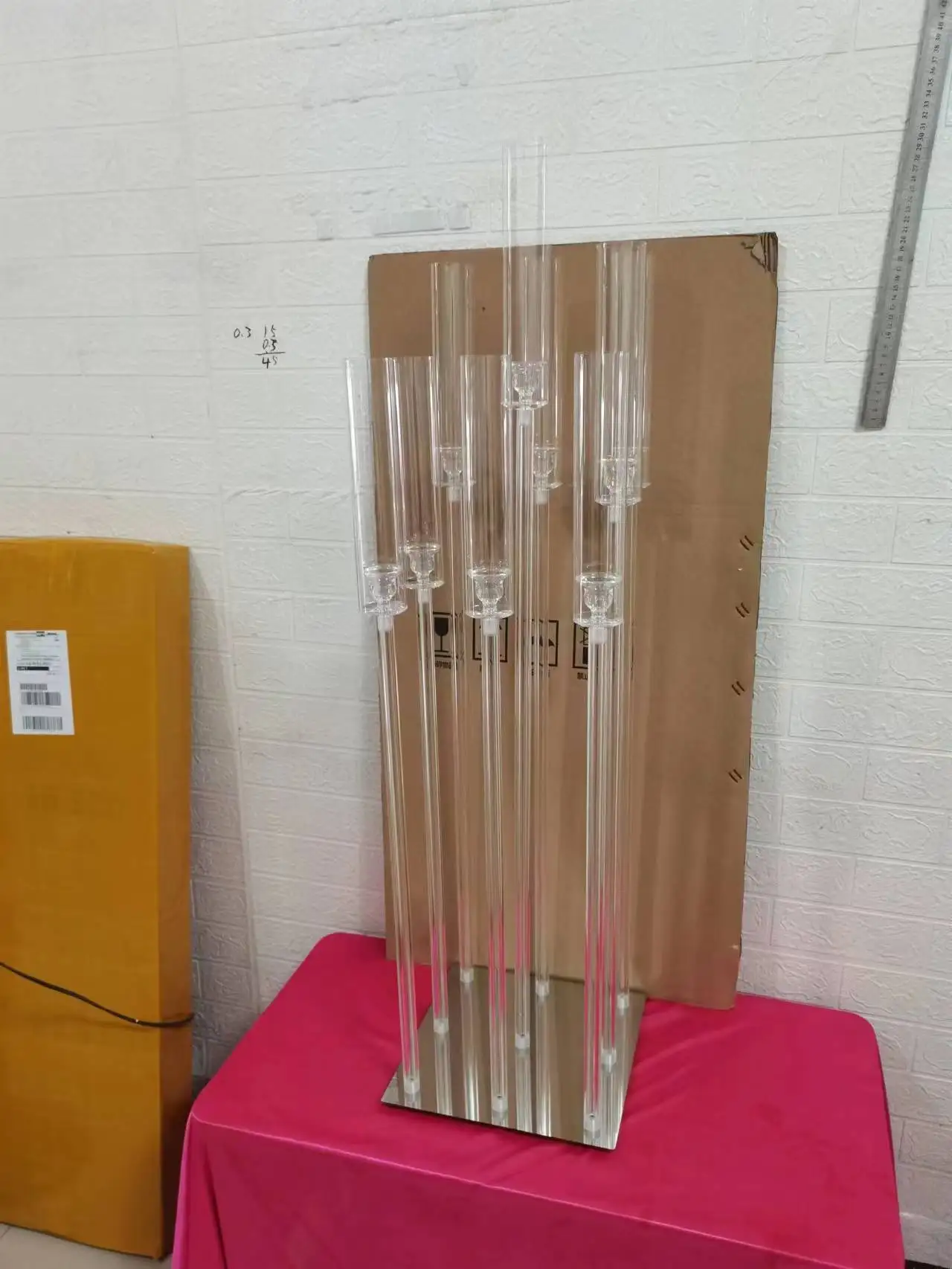 

4PCS Acrylic Candelabra 9 Heads Candle Holders Wedding Candlesticks Flower Stand Holder Candelabrum For Center Table Decoration