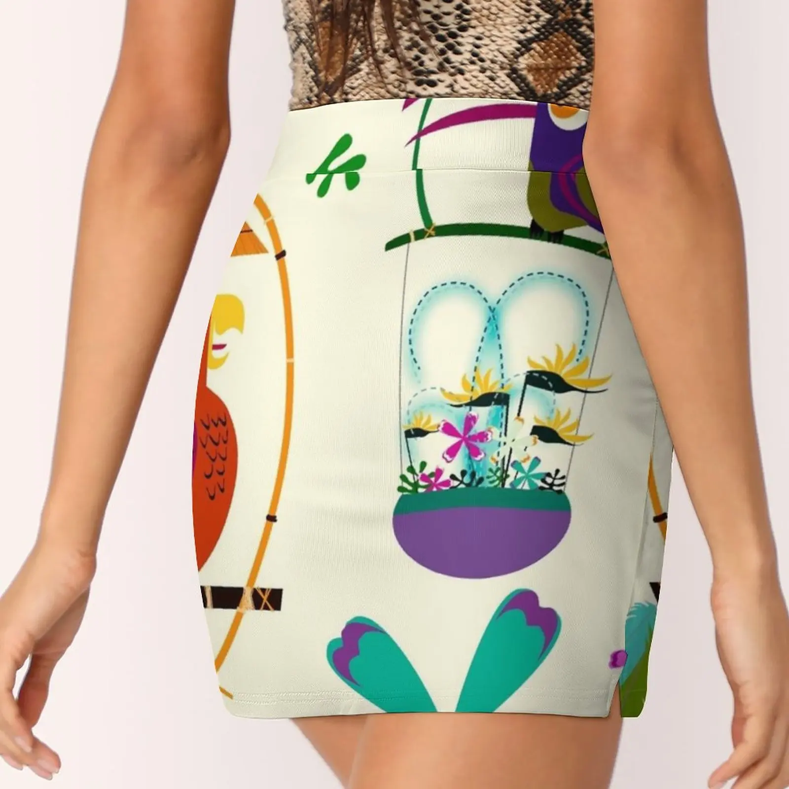 Винтажная Современная юбка с птицами Женская мода 2022 юбка-брюки мини-юбки