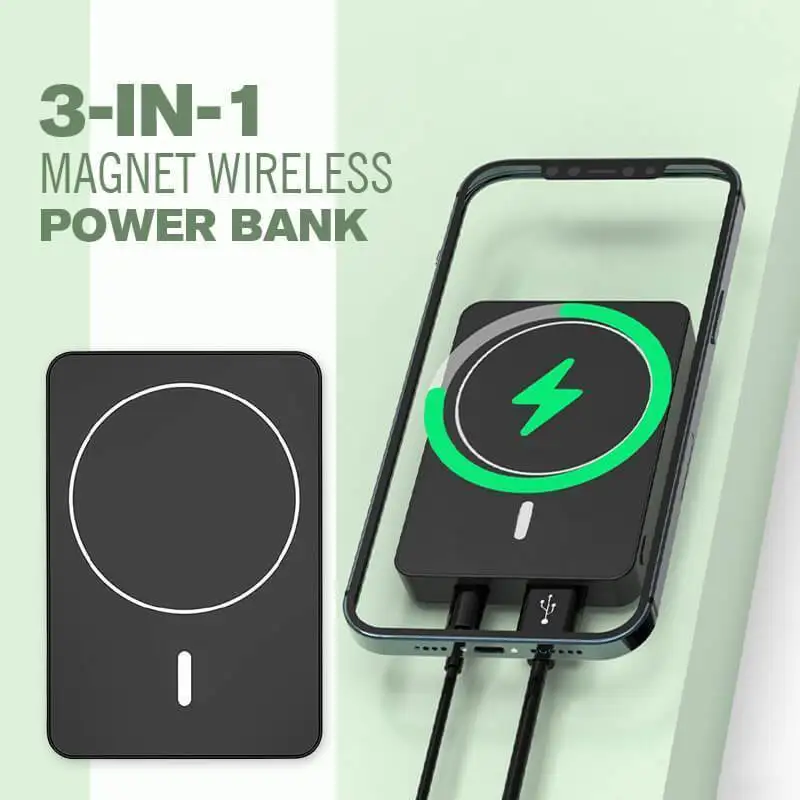

Магнитный внешний аккумулятор 3 в 1, портативное беспроводное зарядное устройство, быстрая зарядка, внешний аккумулятор для IPhone, Android
