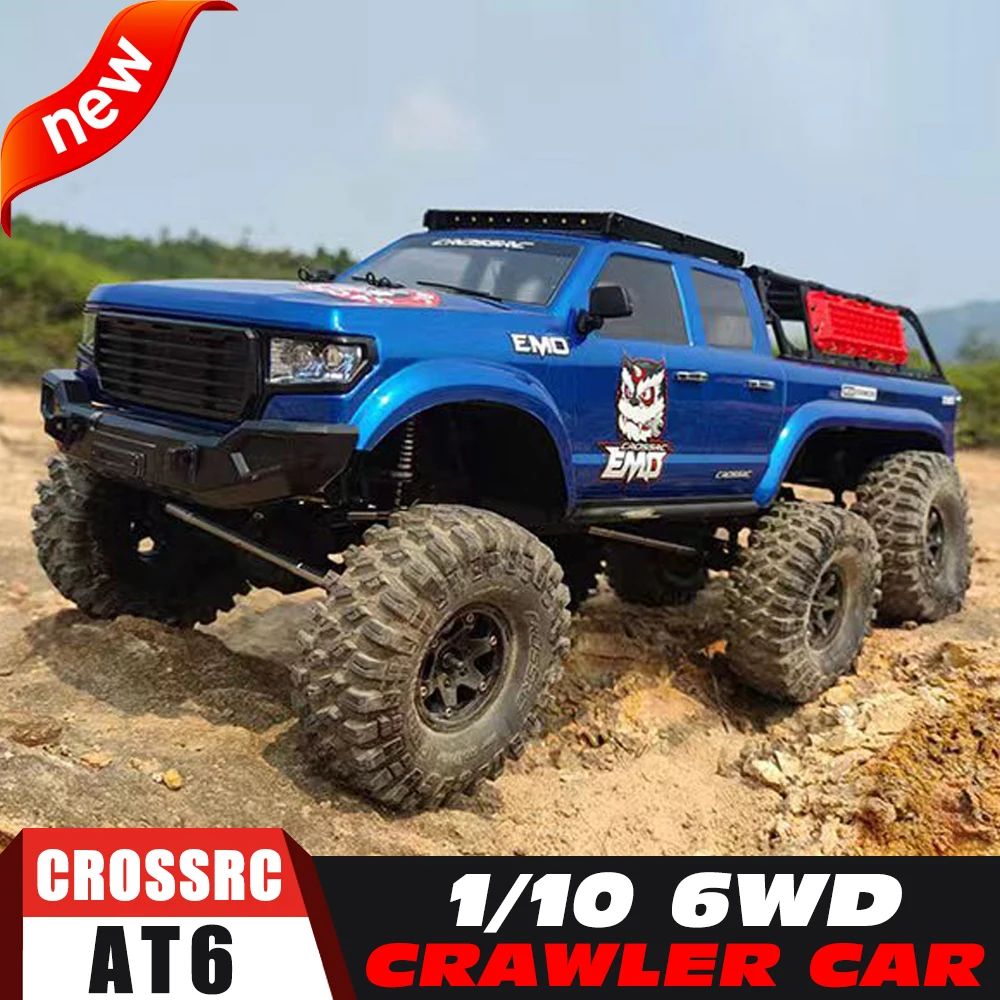 New CROSSRC 6WD 2.4GHz RC Cars 1/10 6x6 EMO AT6 Electric Remote Control Model Crawler Buggy Off-Road Car RTR Kids Adult Toys boy