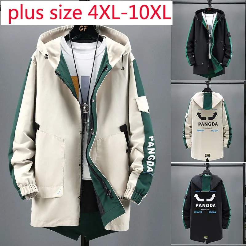 

New Arrival Fashion Men Extra Large Fashionable Long Casual Spring And Autumn Long Coat Windbreaker Plus Size 4XL-7XL 8XL9XL10XL