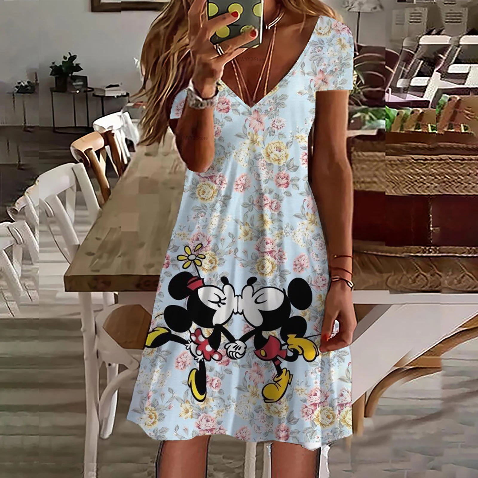 Женское летнее пляжное платье с принтом Минни Маус |