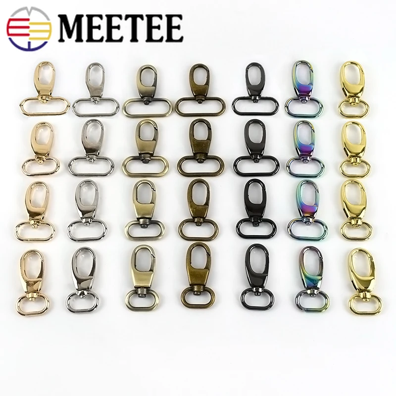 

Meetee 10pcs 14/19/25/32/38mm Bag Shoulder Strap Hook Buckle Metal Key Chain Clasp DIY O Ring Hang Buckles Hardware Accessories