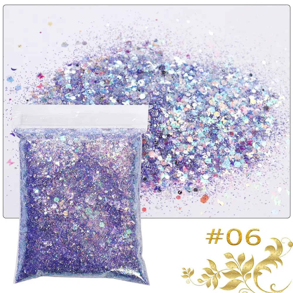 

50G Symphony Aurora Chunky Nail Glitter Mixed Butterfly/Moon/Heart Shaped Powder Raves/Festivals Manicure Sequins Accessories *&