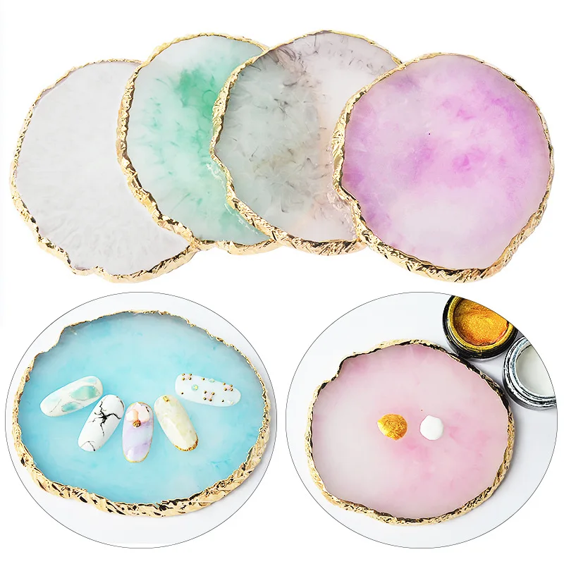 

Resin Stone Color Palette False Nail Tips Drawing Nail Color Palette Gel Polish Display Nail Color Mixing Display for Manicure