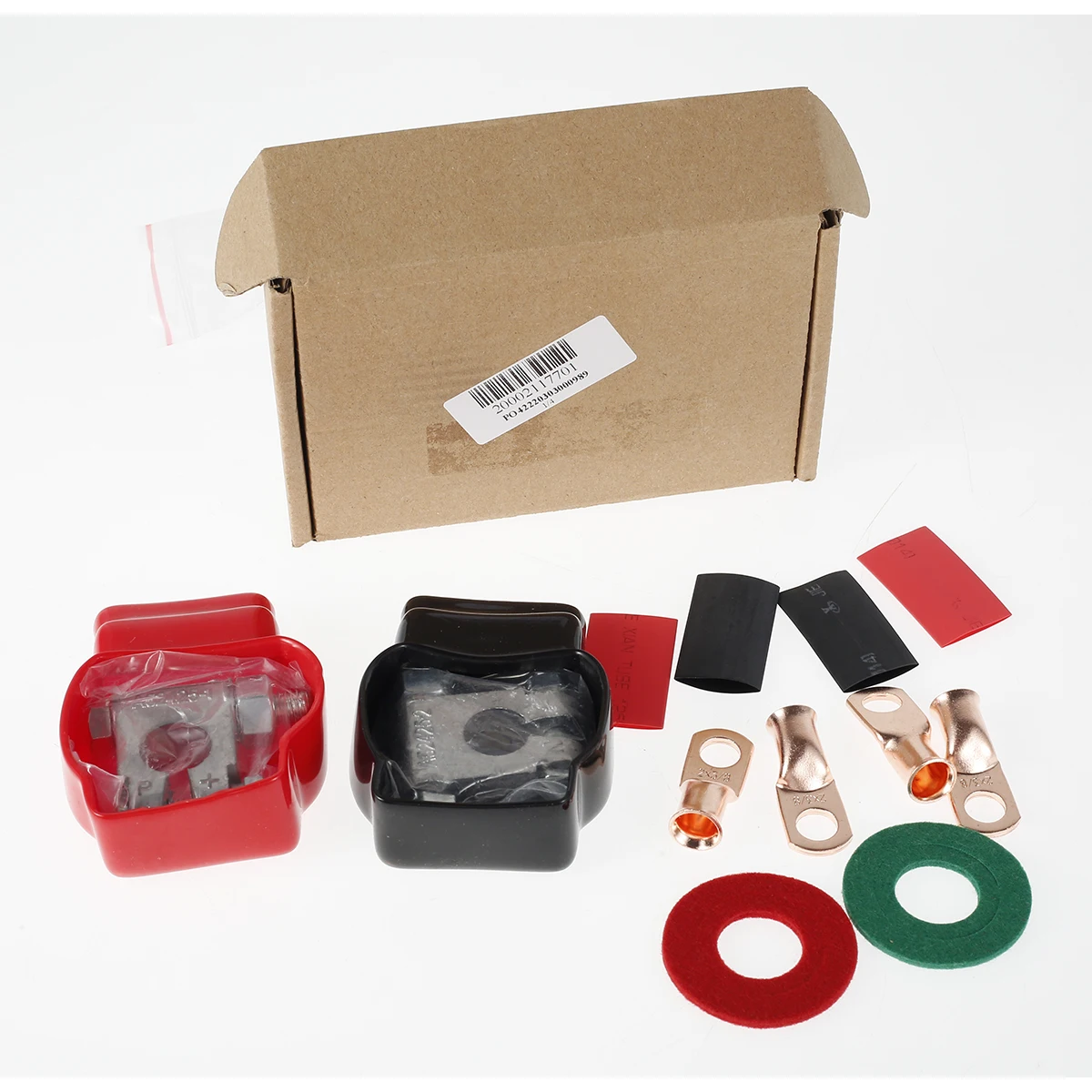 

2022 New 2Pcs Battery Terminal Connector Negative & Positive Car Marine Battery Cable Terminals Clamps with Cover, Gasket, Heat