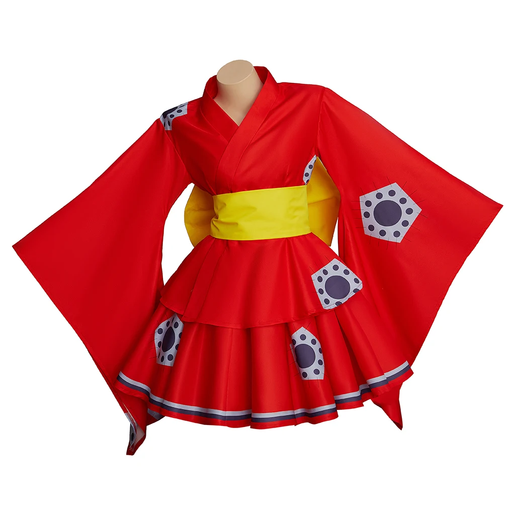 

Anime Monkey D Luffy Wano Country Arc Cosplay Costume Luffy Kimono Cosplay Female Red Lolita Dress Yukata Kimono Outfit