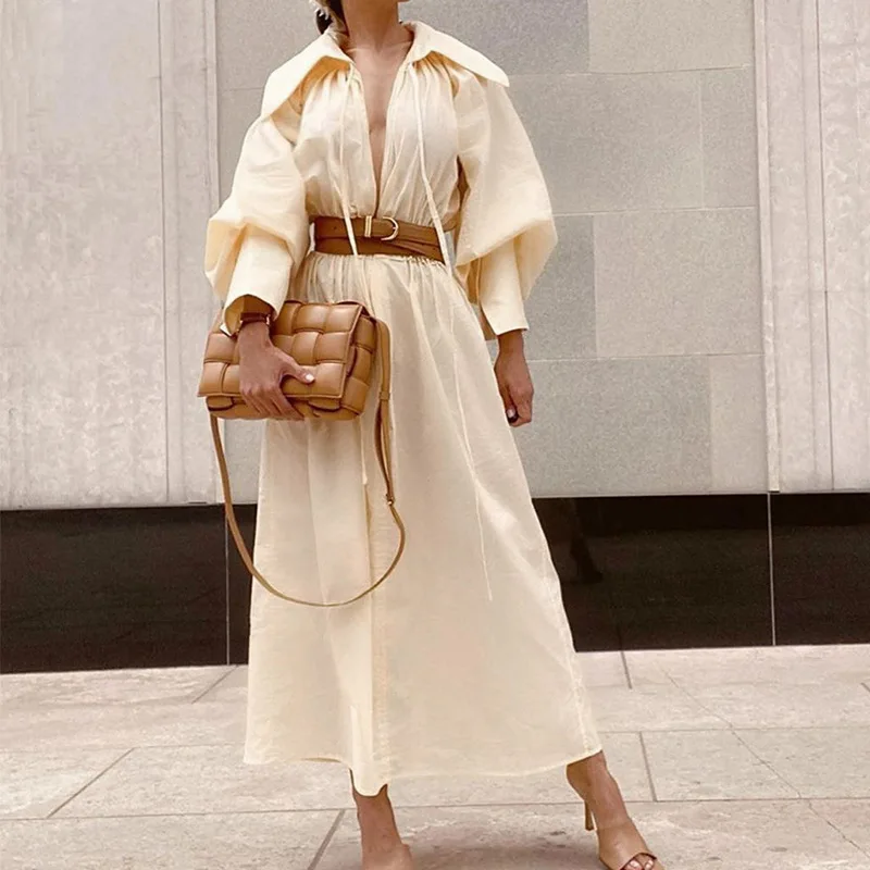 FD092 2020 весеннее новое женское свободное богемное платье средней длины с длинными