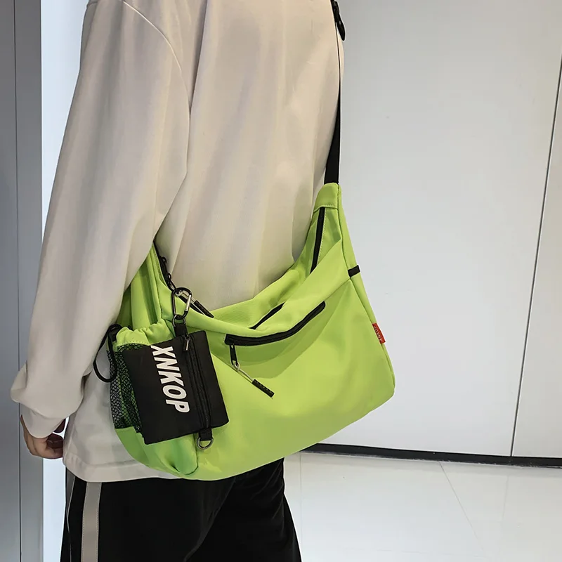 

Повседневная простая сумка на плечо для мужчин и женщин, вместительный водонепроницаемый нейлоновый японский рюкзак через плечо, школьный ранец для подростков