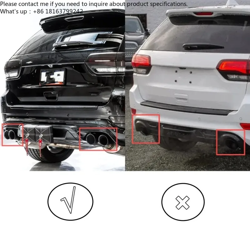 Фото Для Jeep Grand Cherokee SRT (модель с четырьмя выхлопными трубами) 2014-2022 (H-образный выхлоп) — задний бампер-диффузор, автомобильные аксессуары №2