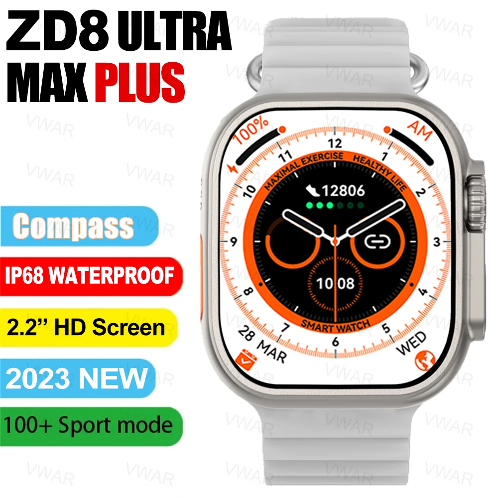 

Смарт-часы ZD8 Ultra Max Plus мужские, экран 2023 дюйма, водостойкие, IP68