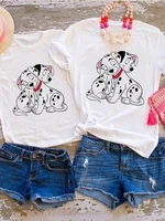 disney summer t shirts white all match 101dalmatians new products parent child family look outfits comfy basic t shirts trendy