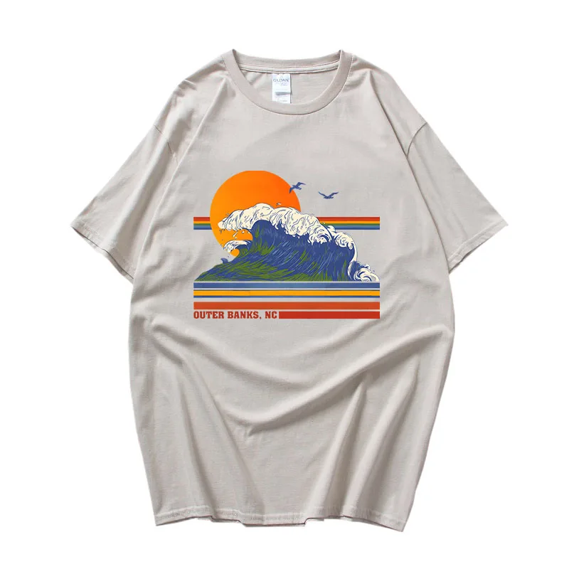 

Outer Banks Pogue Life T-shirts WOMEN Sea Wave Graphic Tshirts 100% Cotton Tees Fashion Sense of Design Sun Ukiyoe High Street