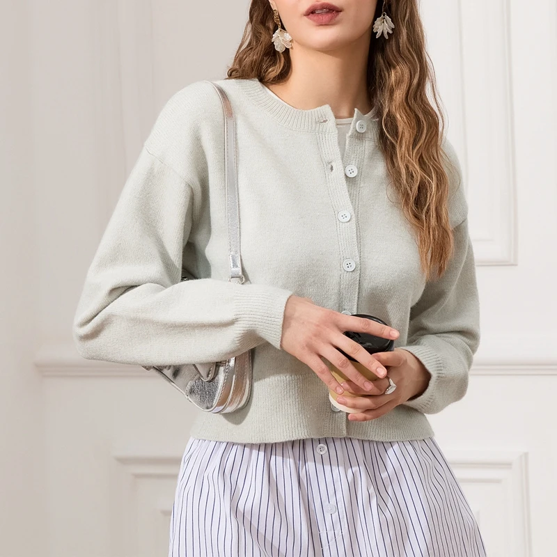 Женский укороченный кардиган Y2k вязаный свитер пальто на пуговицах спереди милый