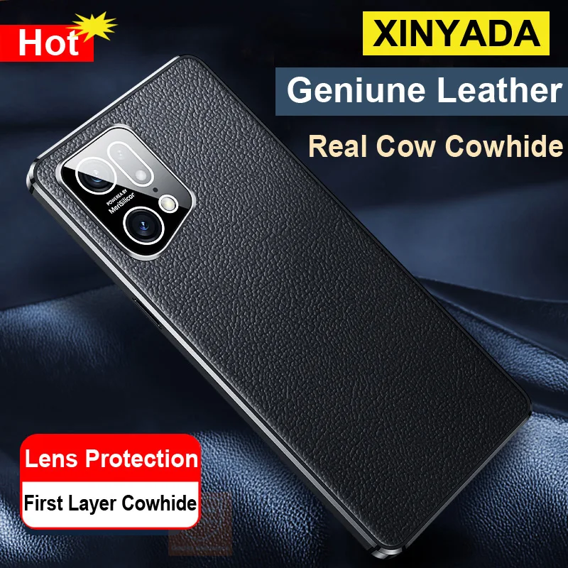 

Luxury Real Cow Geniune Leather Phone Case For Oppo Find X5 Pro Corium Soft Case For Oppo Find X5 Pro Back Cover Bumper Shell