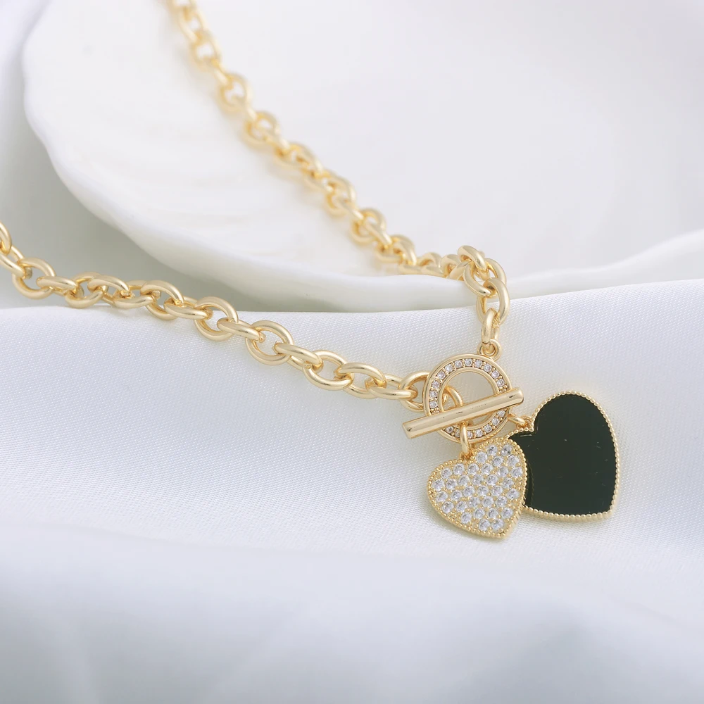 

Vintage Necklace With Crystal Pendant, Fashion Jewelry Women Gift Layered Heart Necklace Bracelet Earring Set, Jewelry Wholesale