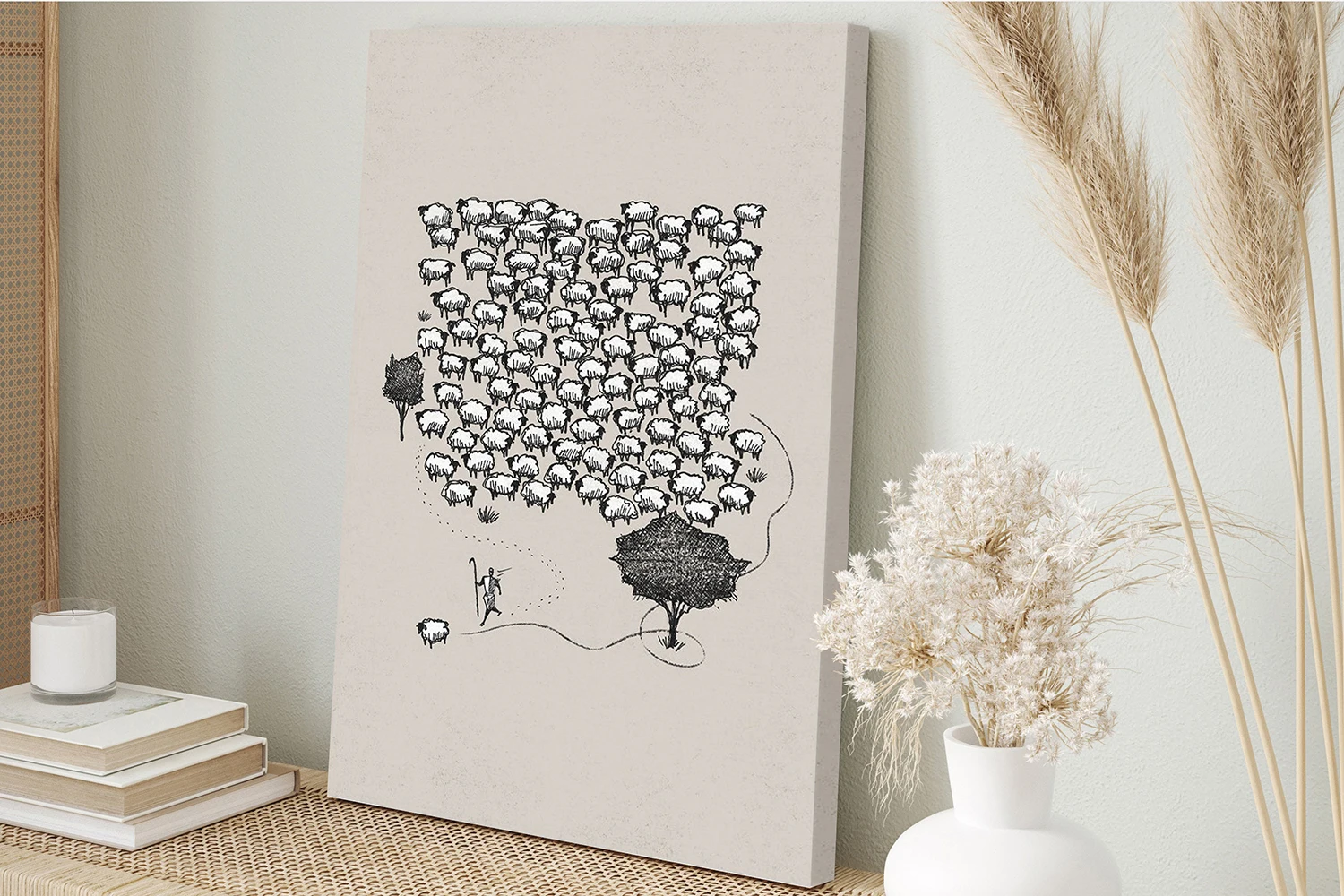 Настенная картина с изображением Иисуса хорошего пастушья, радостная Картина на холсте «Одна потерянная овца», Настенная картина с изображением Библии, христианская вера, декоративное искусство Настенная картина с изображением Иисуса хорошего пастушья, радостная Картина на холсте «Одна потерянная овца», Настенная картина с изображением Библии, христианская вера, декоративное искусство