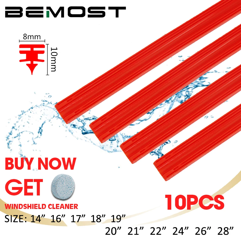 

10Pcs Car Windscreen Wiper Blade Insert Silica Gel Strip (Refill) 8mm Soft 14"16"17"18"19"20"21"22"24"26"28" Car Accessories