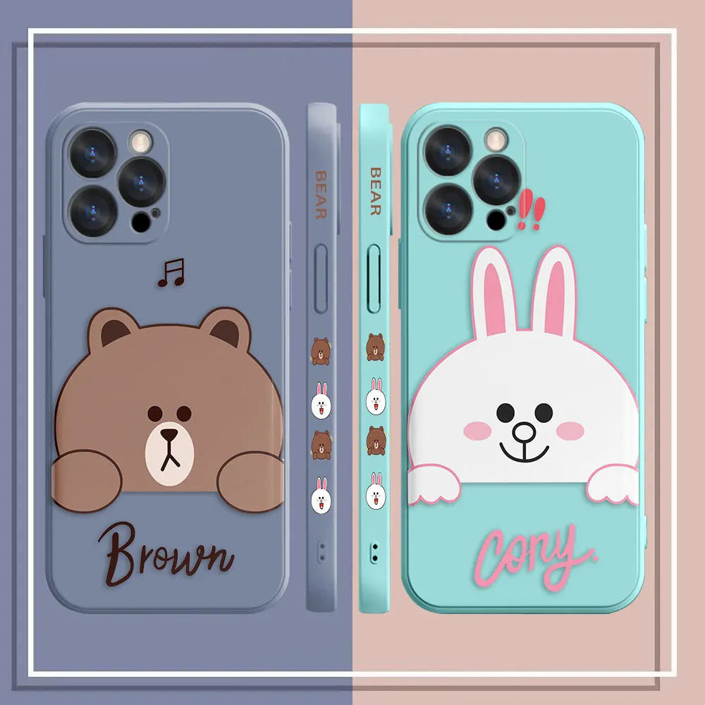 Phone Case For Apple iPhone 14 13 12 11 Pro XS Max Mini X XR SE 7 8 6 6S Plus Case Cover Funda Cqoue Shell Capa Cute Brown Bear