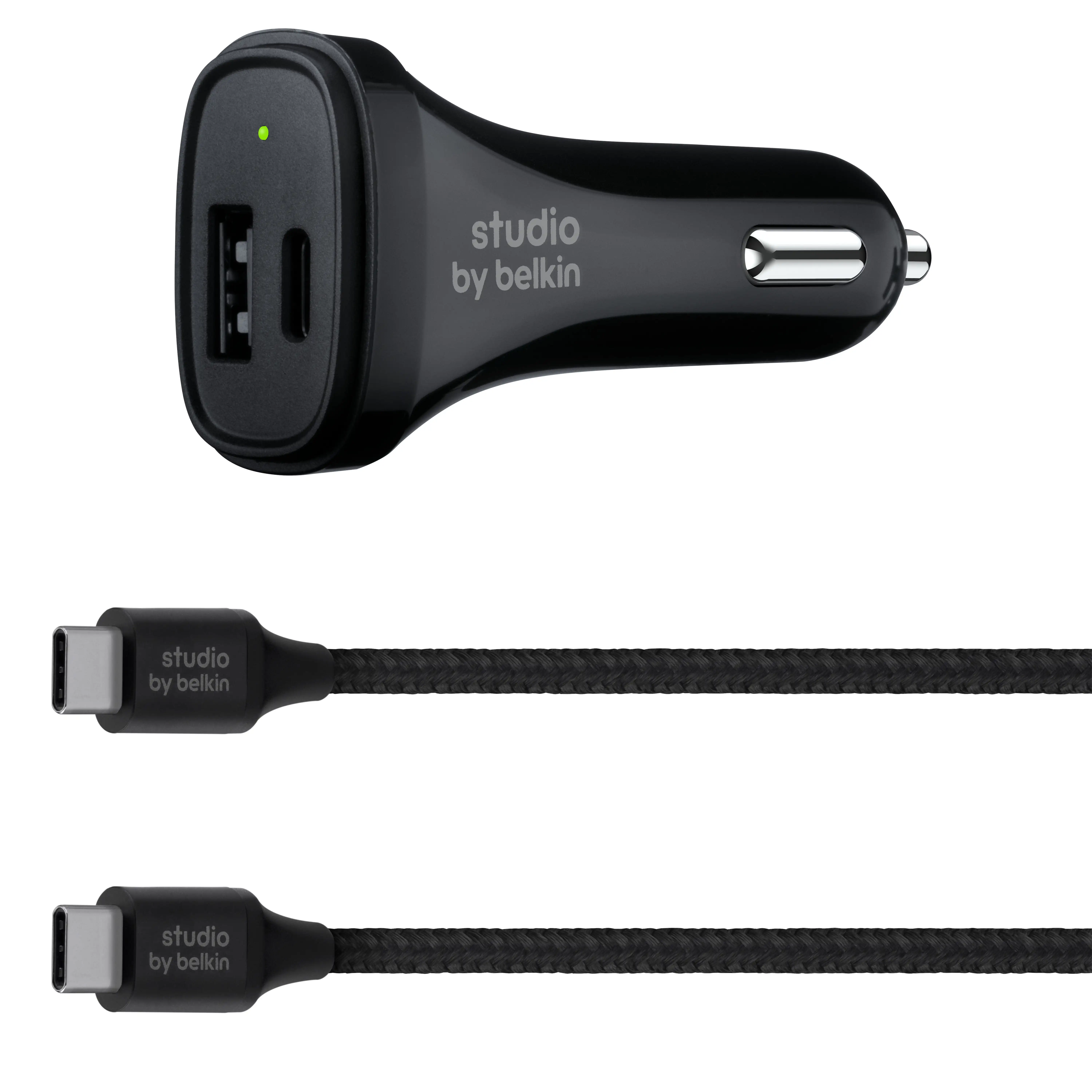 

Studio by Belkin 2-Port USB-C + USB-A Car Charger 30W + USB-C Cable