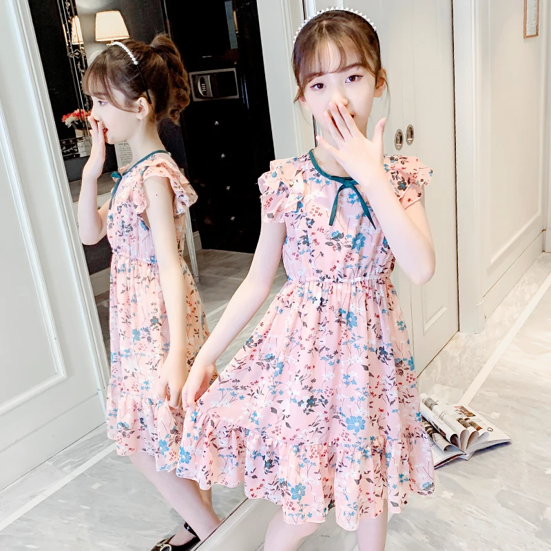 Крутое летнее платье для девочек с принтом милое и модное новинка 2022 Детская