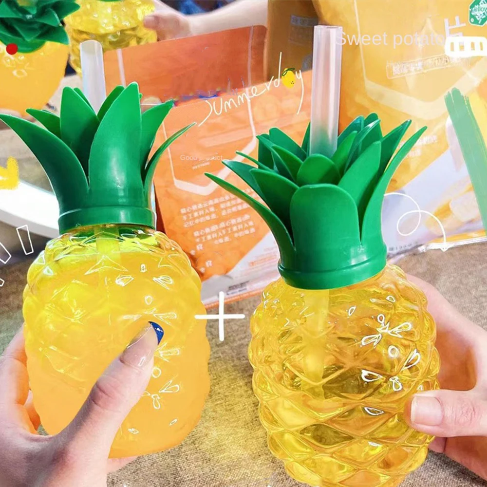 

Creative Pineapple Cup Ins Style Beverage Juice Milkshake Cute Womens Milk Tea Cup Safe And Healthy Fruit Cartoon Plastic Cup