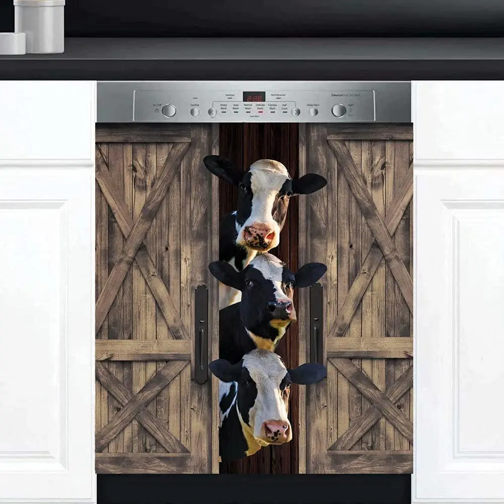 

Heifer Dishwasher Cover Funny Cow Magnet Sticker, Farm Animal Fridge Decal Magnetic Refrigerator Door Panels, Kitchen Home Appli
