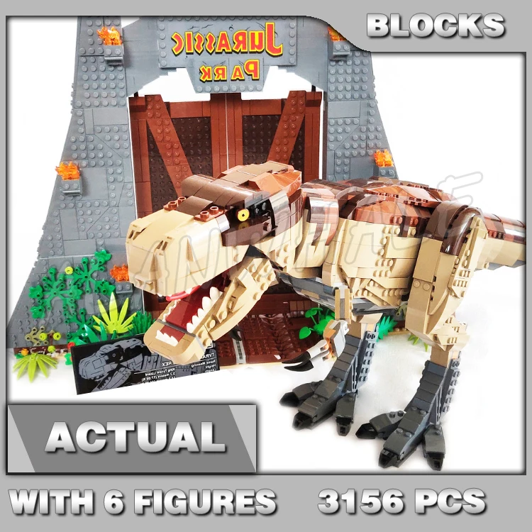 

3156pcs Jurassic World T.rex 11338 Rampage Park Gate Great Giant Dino Building Blocks Dinosaur Toys Kids Compatible With Gifts