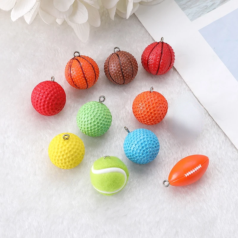 Tennis  Rugby Ball Charms  Earring Necklace Keychain Pendant Diy Making Accessories