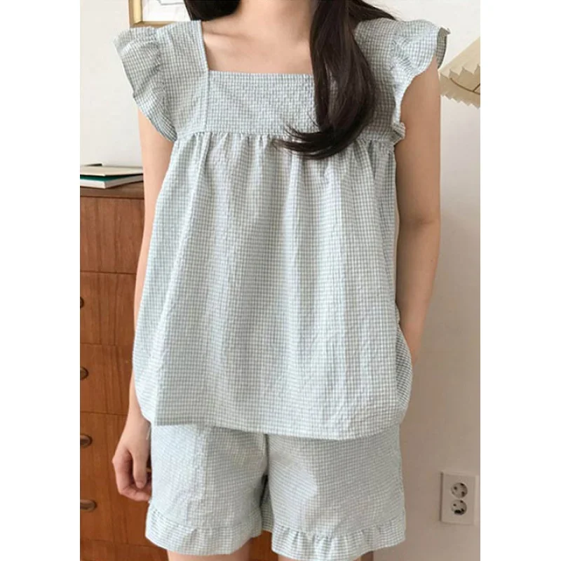 

Frill Nart two-piece pajamas top and lower set