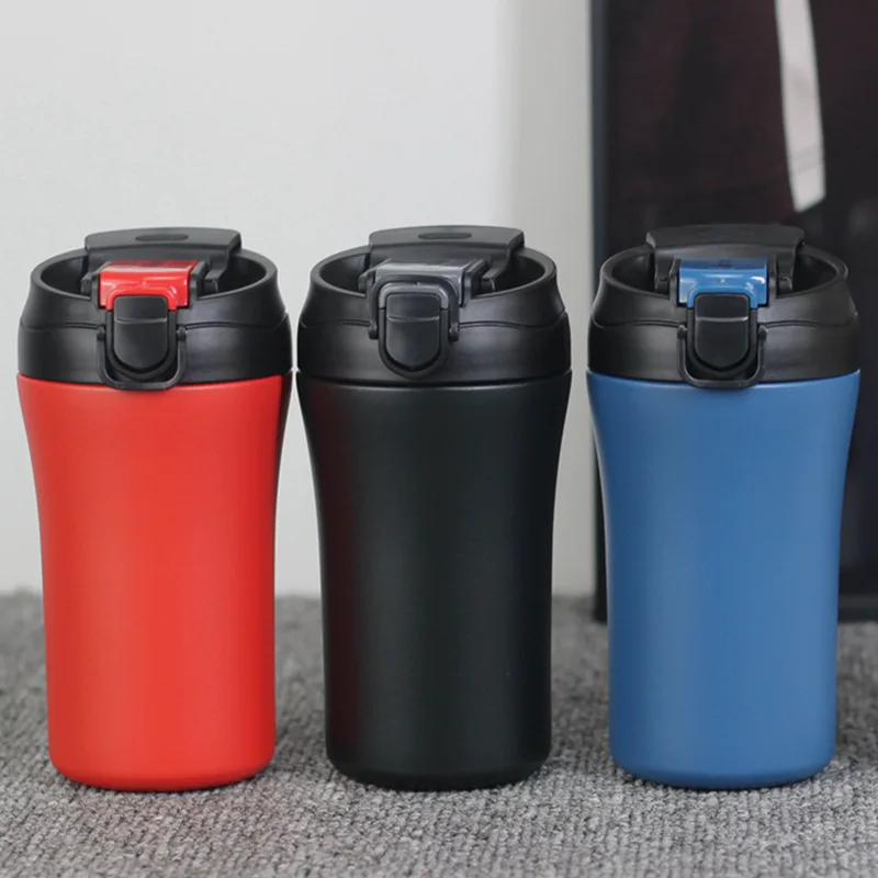 

New 450ml Insulated Coffee Mug Vacuum Flask Milk Coffee Thermos Cup 304 Stainless Steel Straw Water Bottle Mini Travel Mug