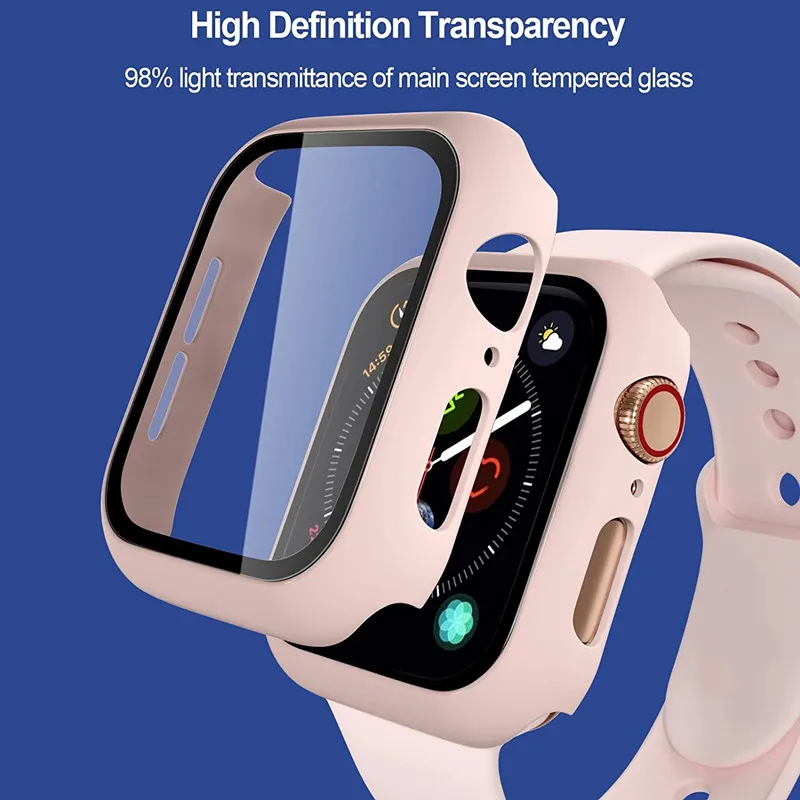 Tempered Glass+Cover+Strap for Apple Watch Band case 44mm 41mm 45mm 40mm 38mm 42mm silicone bracelet IWatch Serie 8 7 6 5 3 4 SE