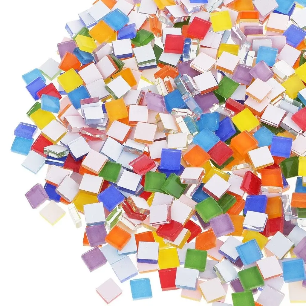 

100pcs/lot Crystal Glass Mosaic Tile Handmade Creative Material For Kids DIY Craft Suppies Mixed Color Mini Mosaic Tile Newly
