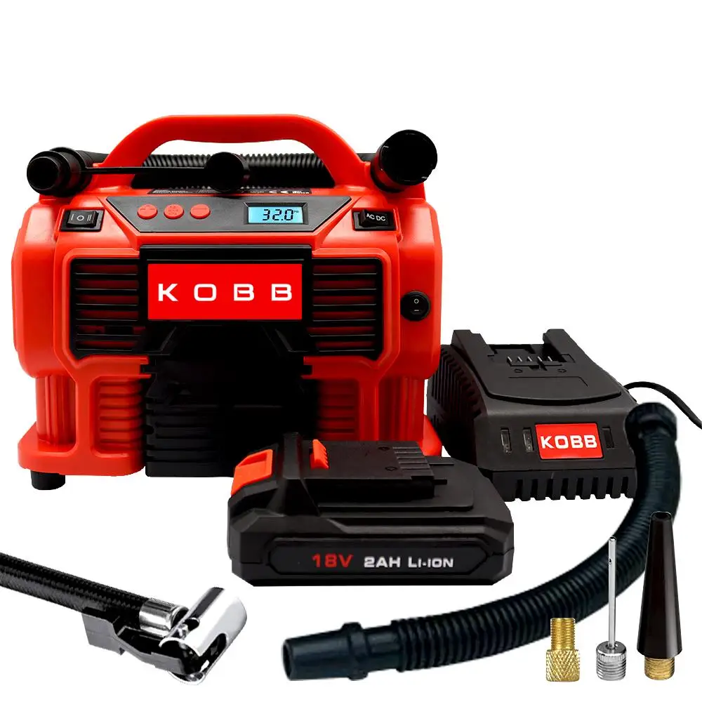 KOBB KB500 12Volt/220Volt/18Volt 2Ah Li-ion Rechargeable Digital Pressure Display Tire &amp Bed Inflator Pump | Автомобили и