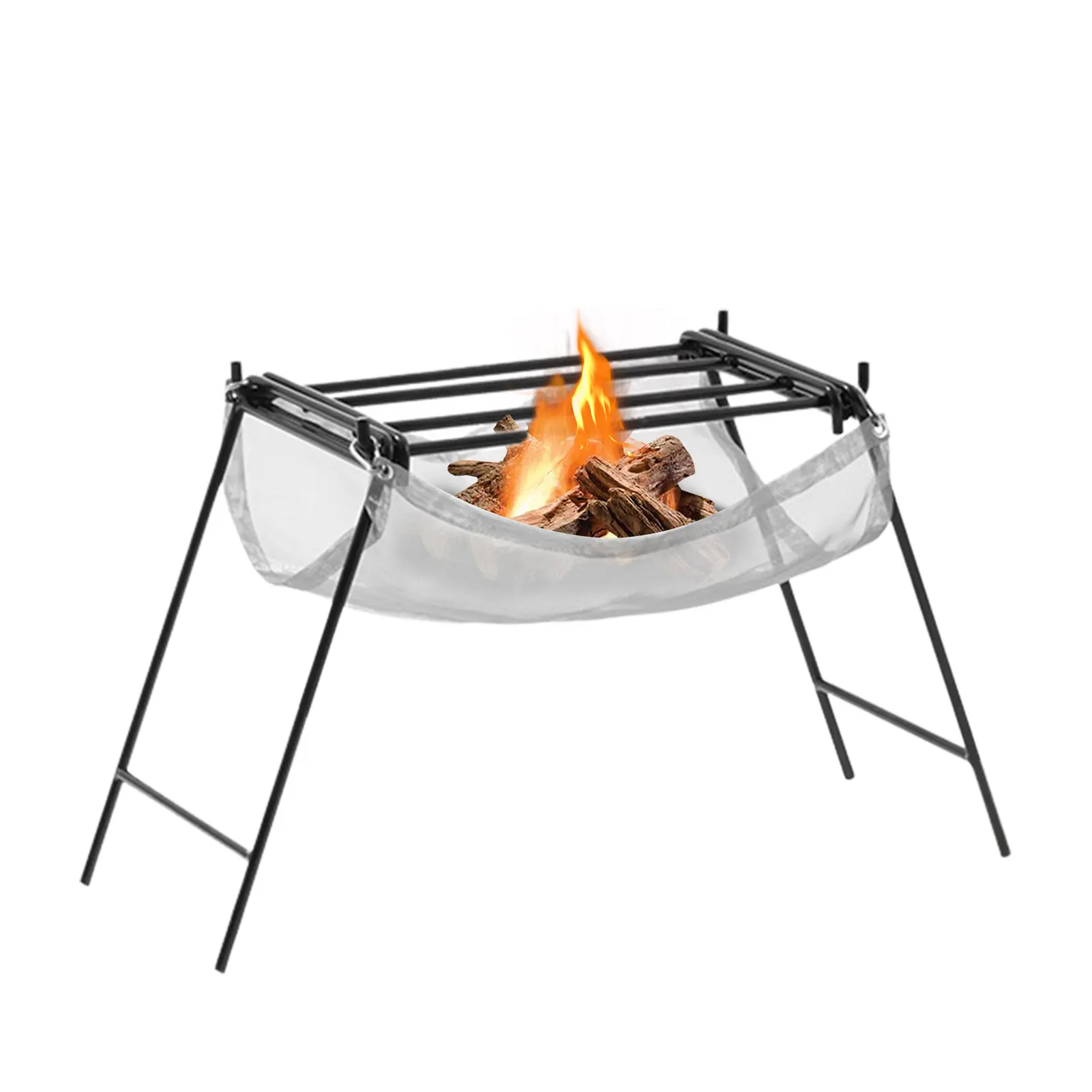 

Foldable Mesh Fire Pits Outdoor Patio Heater Grill Camping Wood Stove Stand Frame Fire Rack Heavy Duty Campfire Pit