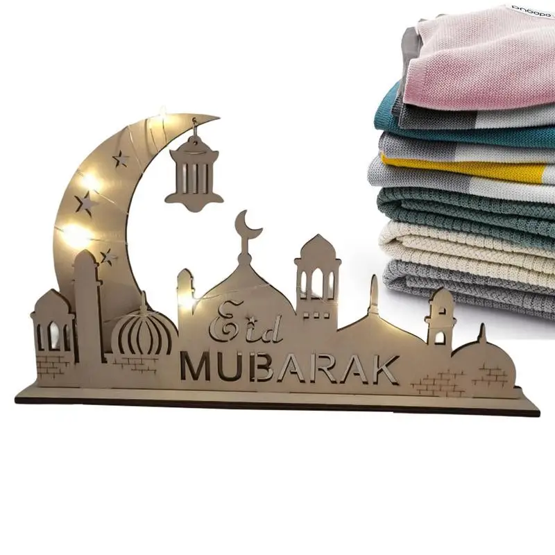 

Wooden EID Table Ornaments Moon Castle Table Decor 2023 Eid Al Adha Celebrate Al Adha Gifts Desktop Home Party Decoration